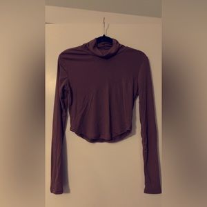 Cropped Brown Turtleneck Top
